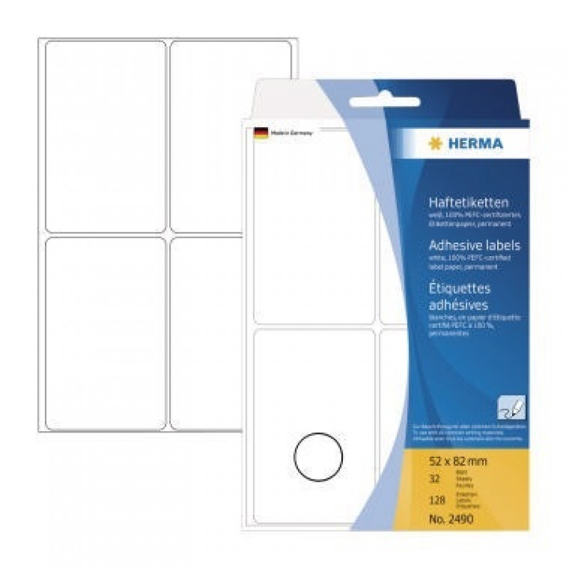 HERMA Etikett Vario 2490 52x82mm weiß 128 St./Pack. HERMA Etikett Vario 2490 52x82mm weiß 128 St./Pack.