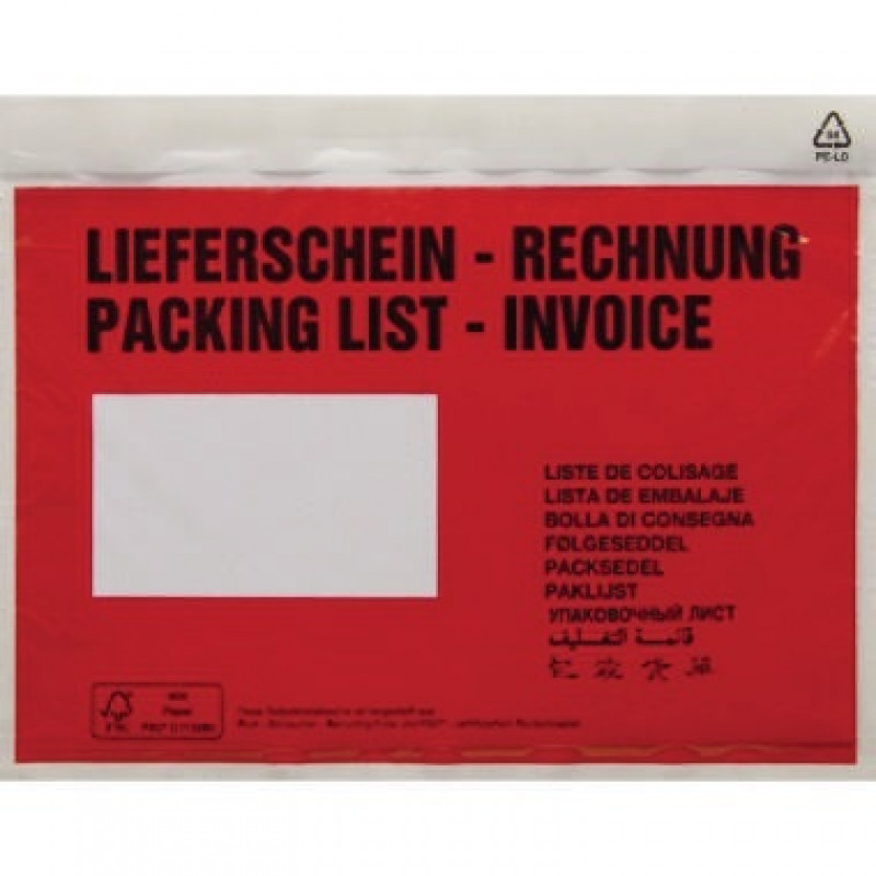 Dokumententasche Lieferschein- Rechnung C5 mF sk rt 250 St./Pack. Dokumententasche Lieferschein- Rechnung C5 mF sk rt 250 St./Pack.