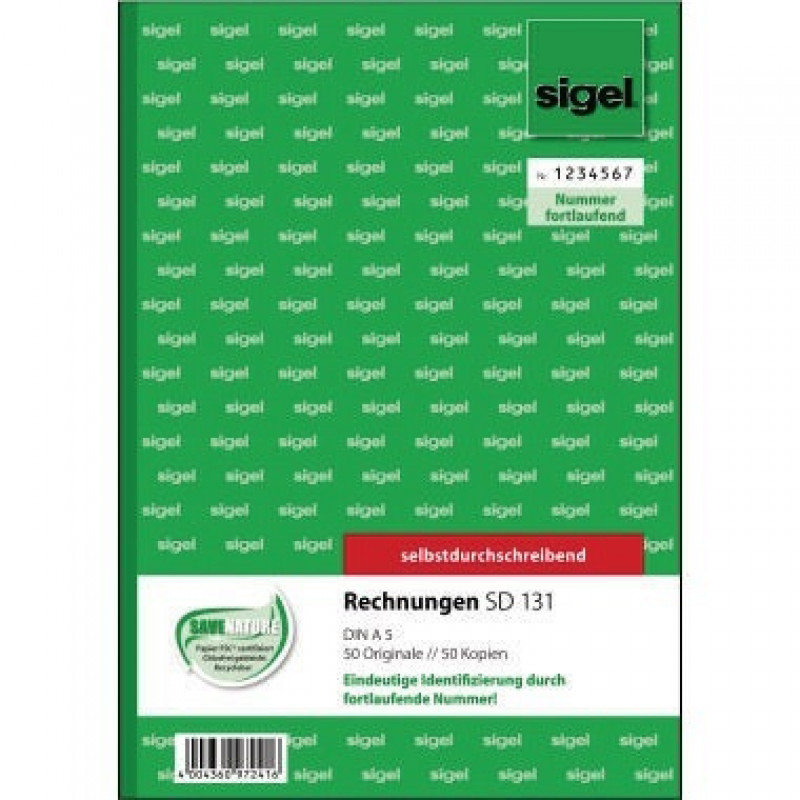 Sigel Rechnung SD131 DIN A5 selbstdurchschreibend 2x50Blatt Sigel Rechnung SD131 DIN A5 selbstdurchschreibend 2x50Blatt
