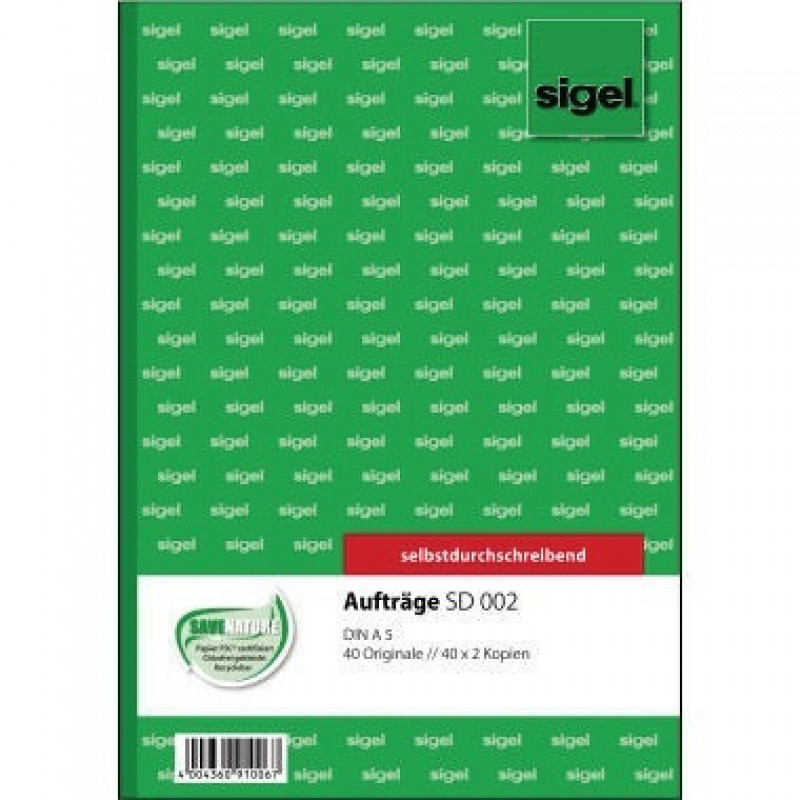 Sigel Auftragsformular SD002 DIN A5 selbstdurchschreibend 3x40Blatt Sigel Auftragsformular SD002 DIN A5 selbstdurchschreibend 3x40Blatt