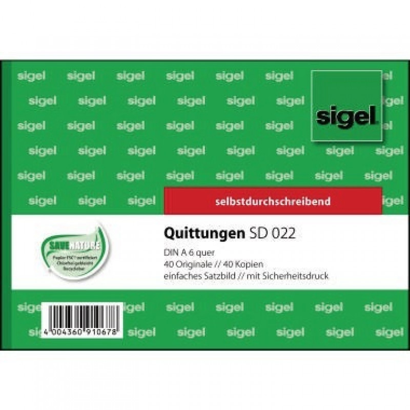 Sigel Quittung SD022 DIN A6 quer selbstdurchschreibend 2x40Blatt Sigel Quittung SD022 DIN A6 quer selbstdurchschreibend 2x40Blatt