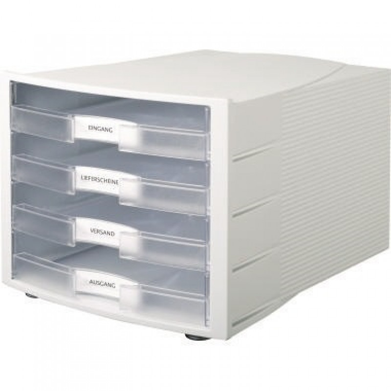 HAN Schubladenbox IMPULS 1011-X-63 DIN A4/C4 4Fächer lichtgrau/tr