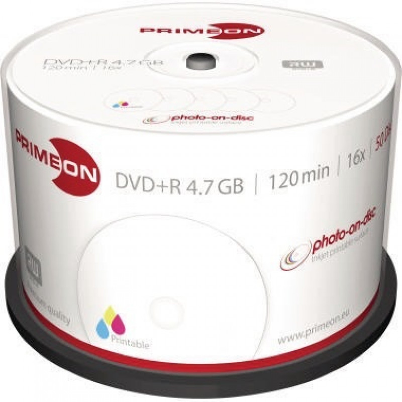 PRIMEON DVD+R 2761226 16x 4,7GB 120Min. bedruckbar 50 St./Pack. PRIMEON DVD+R 2761226 16x 4,7GB 120Min. bedruckbar 50 St./Pack.