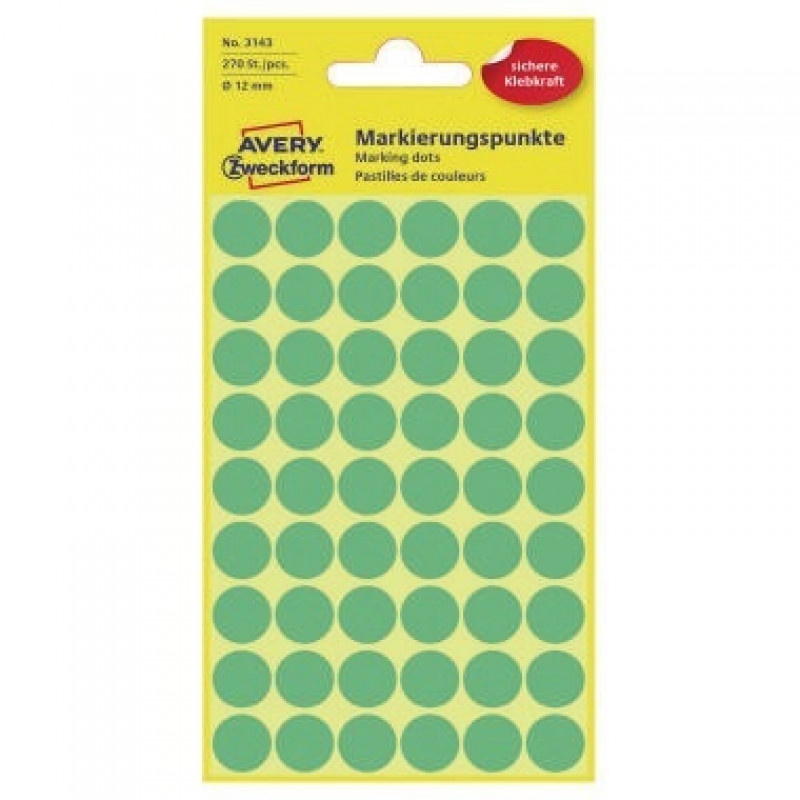 Avery Zweckform Markierungspunkt 3143 12mm grün 270 St./Pack.