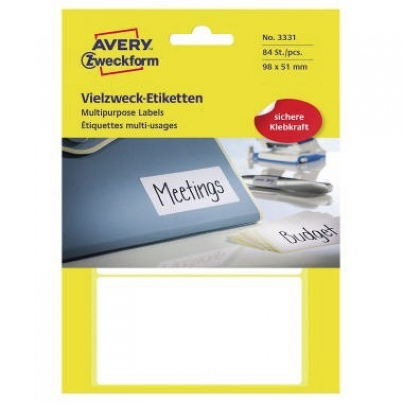 Avery Zweckform Vielzwecketikett 3331 98x51mm weiß 84 St./Pack. Avery Zweckform Vielzwecketikett 3331 98x51mm weiß 84 St./Pack.