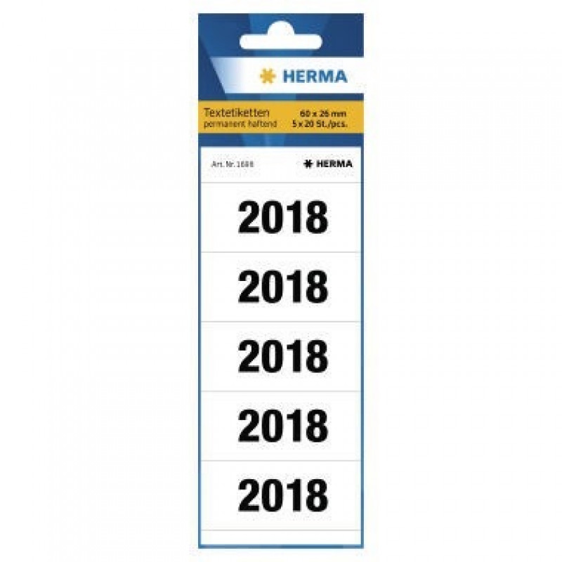 HERMA Jahresschild 2018 1698 60x26mm weiß 100 St./Pack. HERMA Jahresschild 2018 1698 60x26mm weiß 100 St./Pack.