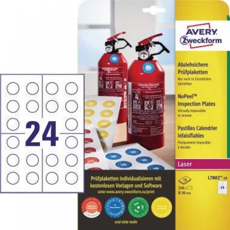 Avery Zweckform Plakette L7802-10 abziehsicher 30mm 240 St./Pack. Avery Zweckform Plakette L7802-10 abziehsicher 30mm 240 St./Pack.