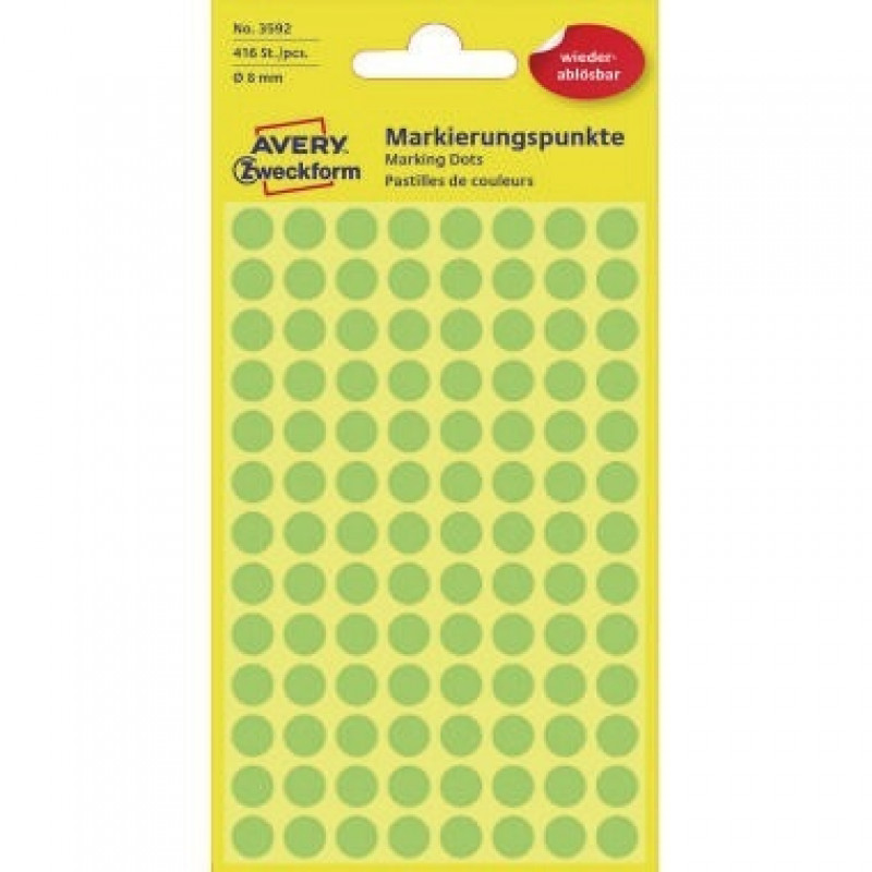 Avery Zweckform Markierungspunkt 3592 8mm grün 416 St./Pack. Avery Zweckform Markierungspunkt 3592 8mm grün 416 St./Pack.
