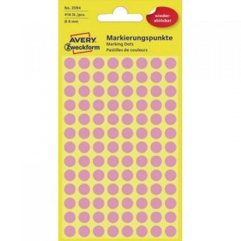 Avery Zweckform Markierungspunkt 3594 8mm pink 416 St./Pack. Avery Zweckform Markierungspunkt 3594 8mm pink 416 St./Pack.