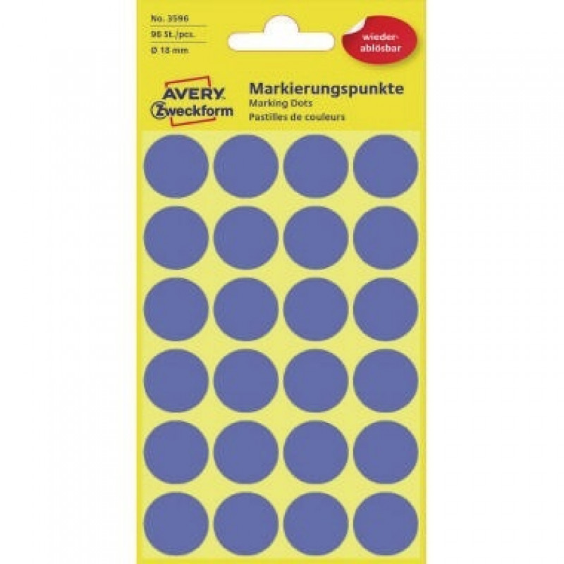 Avery Zweckform Markierungspunkt 3596 18mm blau 96 St./Pack. Avery Zweckform Markierungspunkt 3596 18mm blau 96 St./Pack.