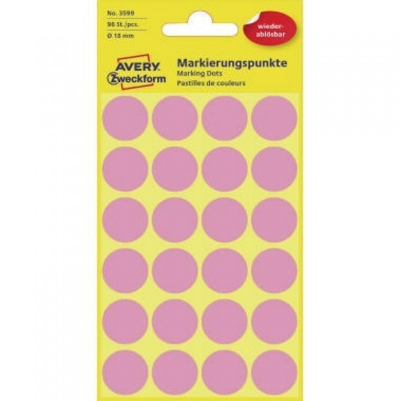 Avery Zweckform Markierungspunkt 3599 18mm pink 96 St./Pack. Avery Zweckform Markierungspunkt 3599 18mm pink 96 St./Pack.