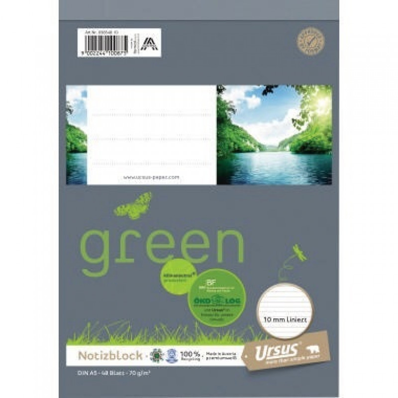 Ursus Schreibblock Ursus Green 03654810 DIN A5 lin. 70g 48Bl Ursus Schreibblock Ursus Green 03654810 DIN A5 lin. 70g 48Bl