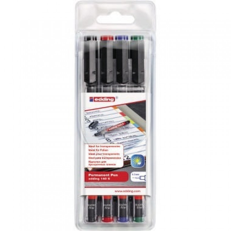 edding Folienschreiber Permanent Pen 4-140-4 sortiert 4 St./Pack.