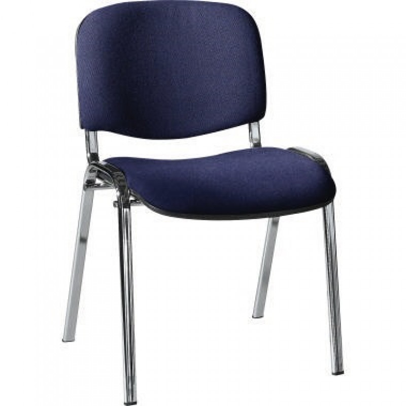 Besucherstuhl Gestell verchromt Bezug dunkelblau