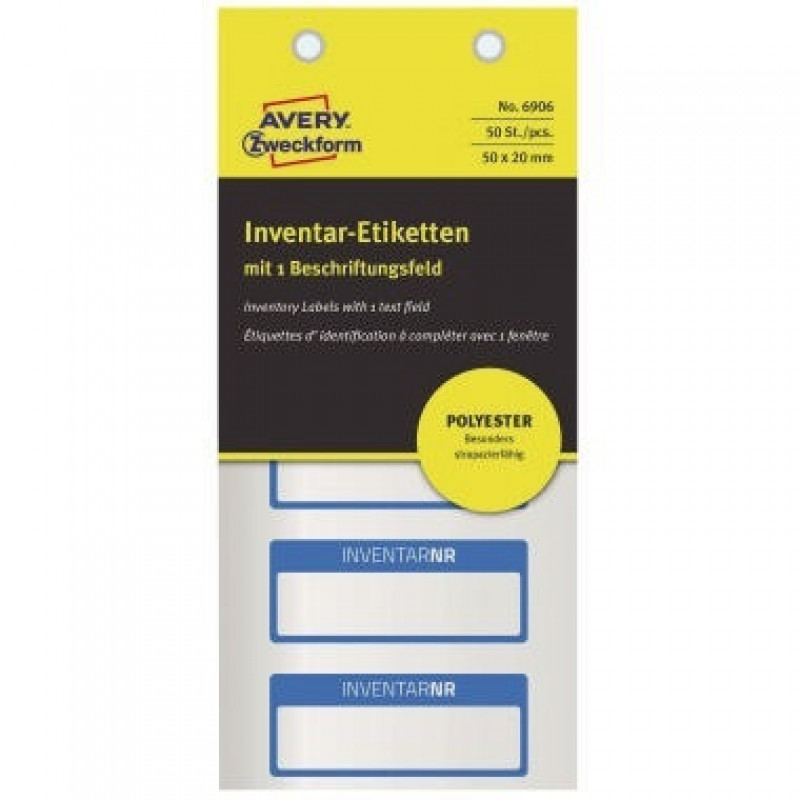 Avery Zweckform Inventaretikett 6906 PES 50x20mm si/bl 50 St./Pack. Avery Zweckform Inventaretikett 6906 PES 50x20mm si/bl 50 St./Pack.