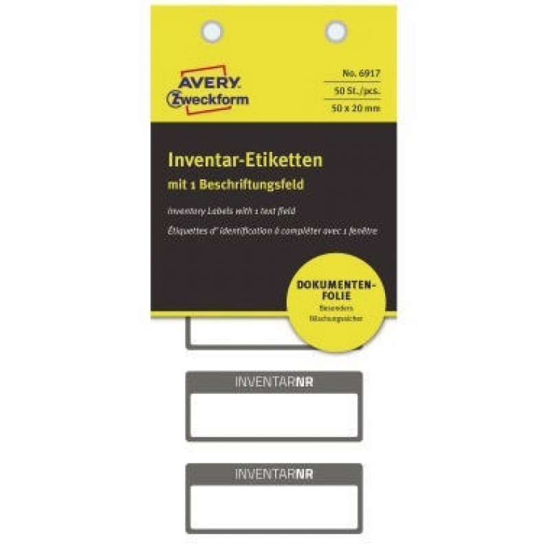 Avery Zweckform Inventaretikett 6917 abziehsicher sw 50 St./Pack. Avery Zweckform Inventaretikett 6917 abziehsicher sw 50 St./Pack.