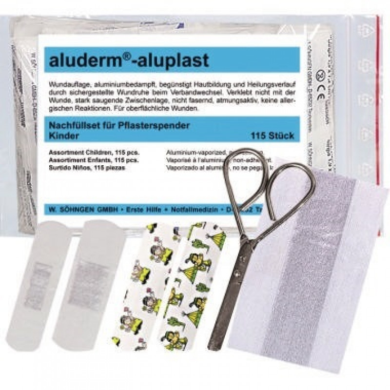 aluderm Nachfüllset Kinder 1009924 115 St./Pack. +Schere aluderm Nachfüllset Kinder 1009924 115 St./Pack. +Schere