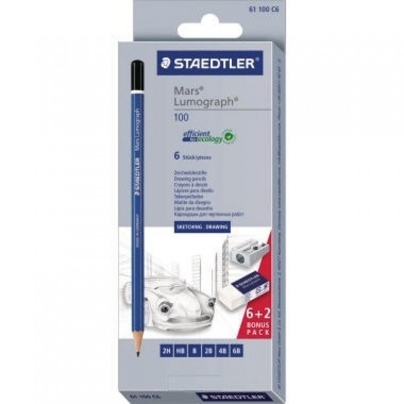STAEDTLER Bleistift Lumograph Set 61 100 C6 6 Stck./Pack.