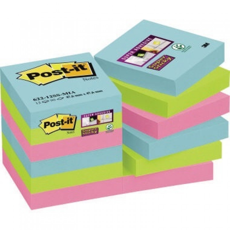 Post-it Haftnotiz Super Sticky Miami 62212SMI 48x48mm 12 St./Pack. Post-it Haftnotiz Super Sticky Miami 62212SMI 48x48mm 12 St./Pack.