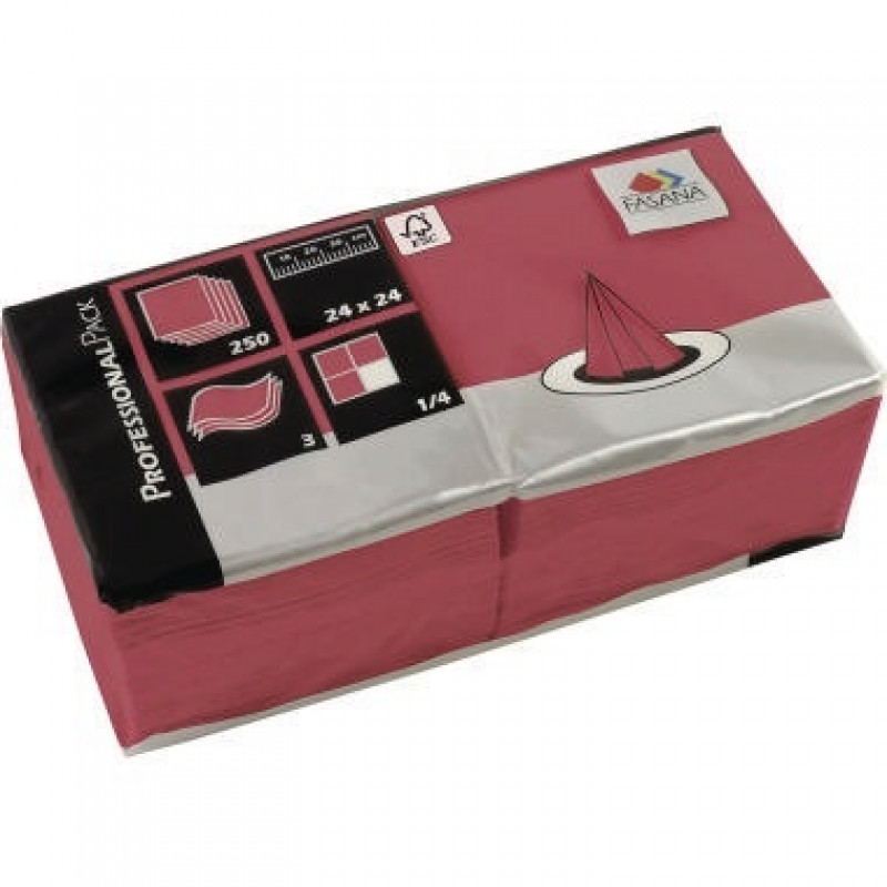FASANA Serviette 217675 24x24cm 3lagig bordeaux 250 St./Pack.