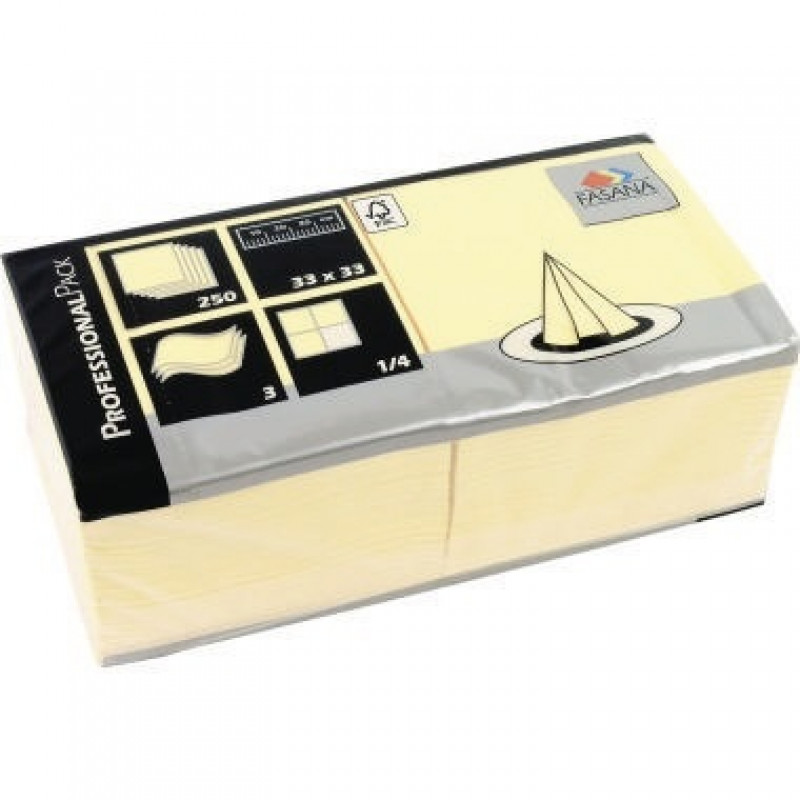 FASANA Serviette 217739 33x33cm 3lagig creme 250 St./Pack. FASANA Serviette 217739 33x33cm 3lagig creme 250 St./Pack.