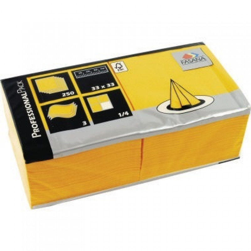 FASANA Serviette 217740 33x33cm 3lagig sonnengelb 250 St./Pack. FASANA Serviette 217740 33x33cm 3lagig sonnengelb 250 St./Pack.
