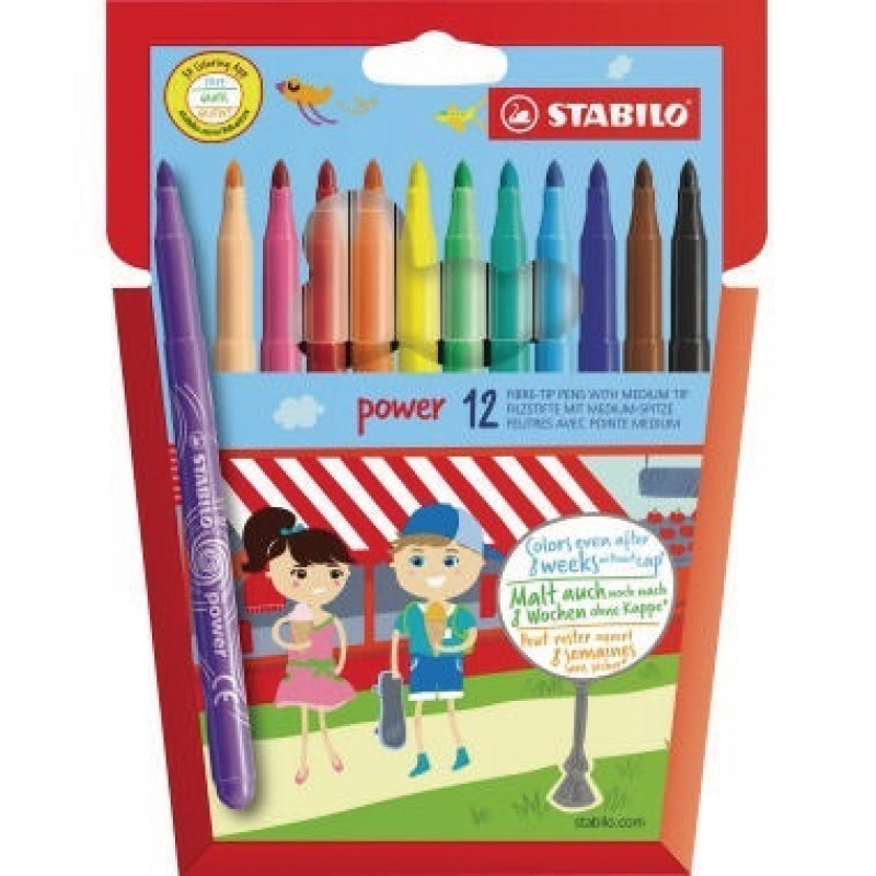 STABILO Fasermaler power 280/12-01 2mm sortiert 12 St./Pack. STABILO Fasermaler power 280/12-01 2mm sortiert 12 St./Pack.