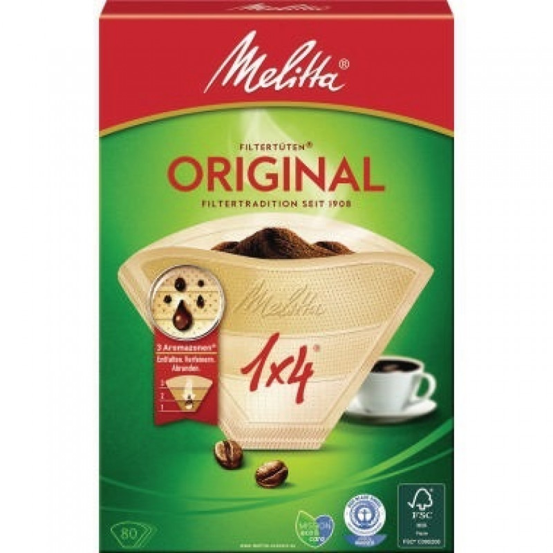 Melitta Kaffeefiltertüte Typ 1x4 206810 naturbraun 80 St./Pack. Melitta Kaffeefiltertüte Typ 1x4 206810 naturbraun 80 St./Pack.