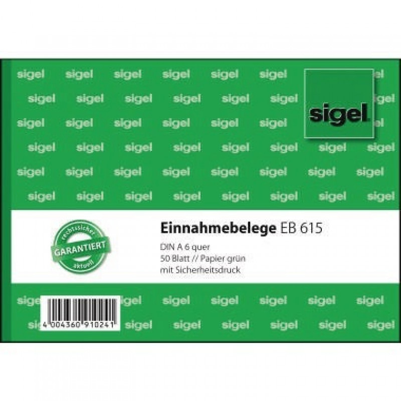 Sigel Einnahmebeleg EB615 DIN A6 quer 50Blatt Sigel Einnahmebeleg EB615 DIN A6 quer 50Blatt