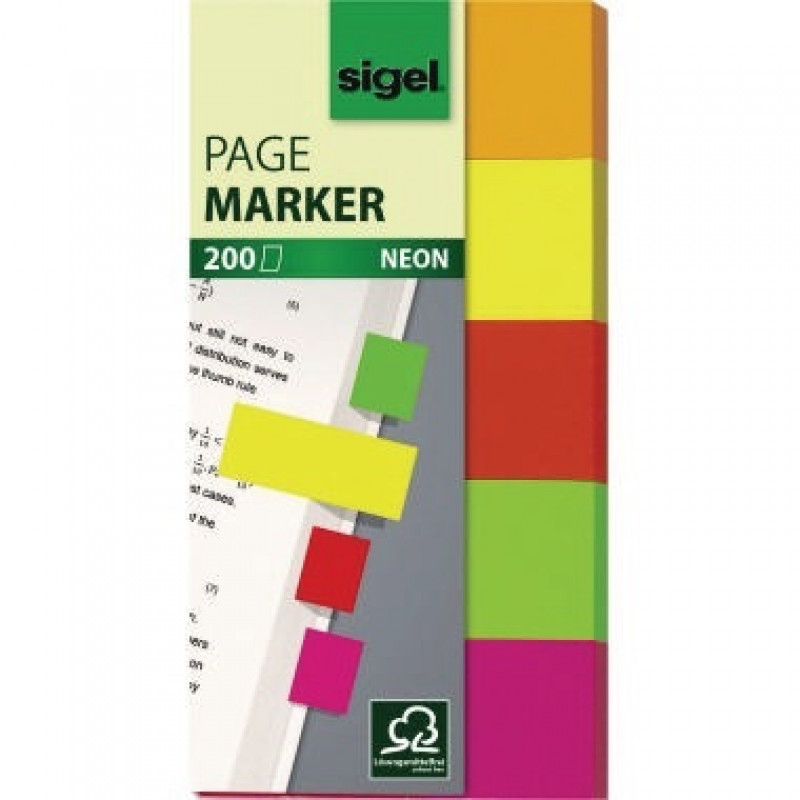 Sigel Haftmarker Neon HN650 20x50mm farbig sortiert 5 St./Pack