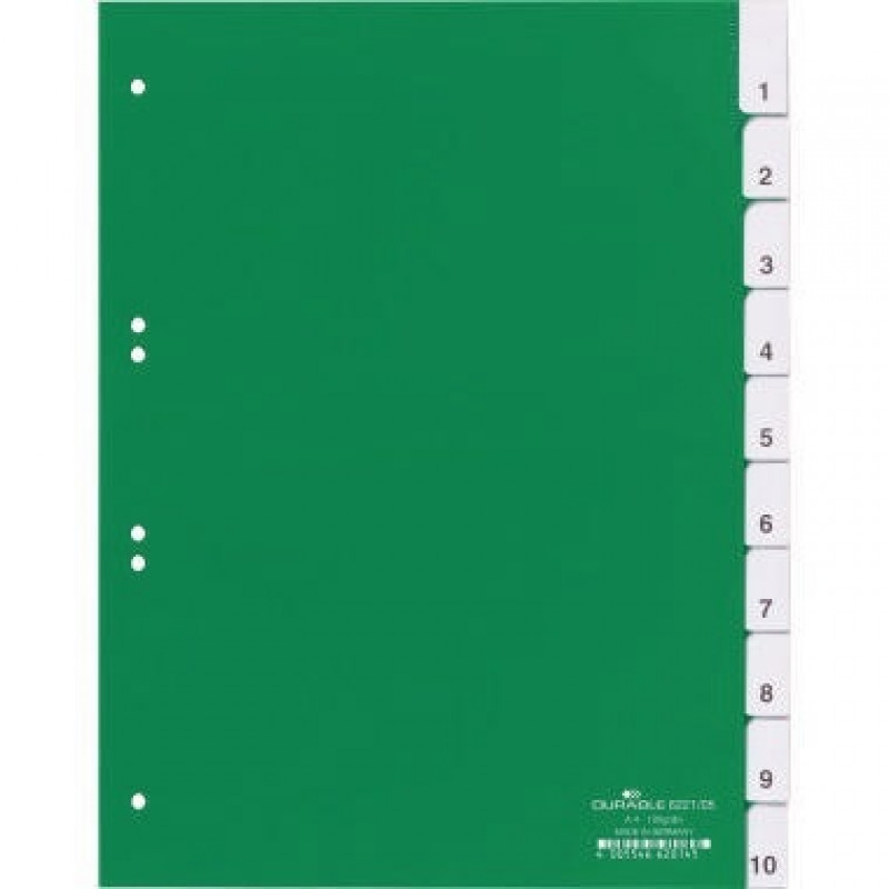 DURABLE Register 622105 DIN A4 10teilig Hartfolie grün DURABLE Register 622105 DIN A4 10teilig Hartfolie grün