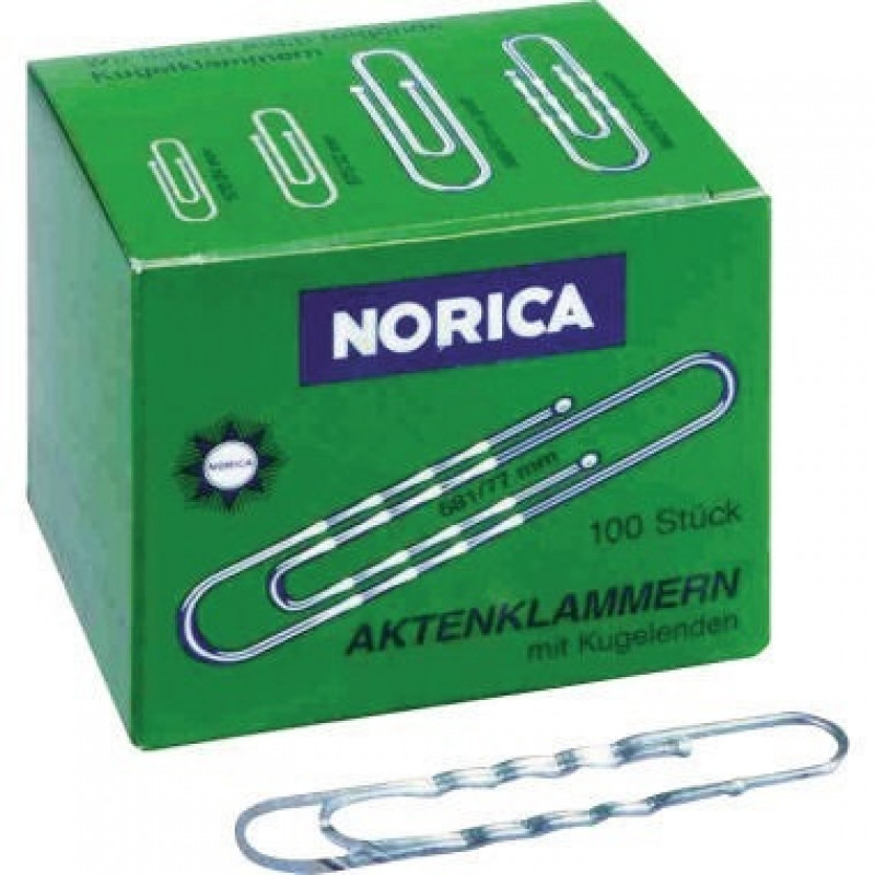 NORICA Büroklammer 2262 77mm gewellt silber 100 St./Pack. NORICA Büroklammer 2262 77mm gewellt silber 100 St./Pack.