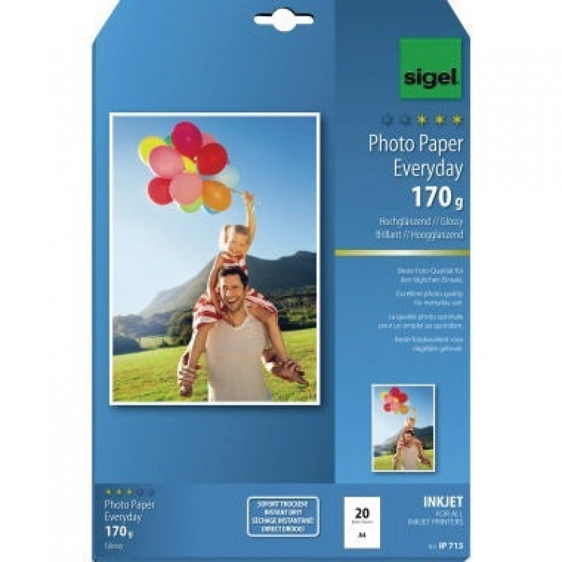 Sigel Fotopapier Everyday-plus IP713 DIN A4 170g weiß 20 Bl./Pack. Sigel Fotopapier Everyday-plus IP713 DIN A4 170g weiß 20 Bl./Pack.
