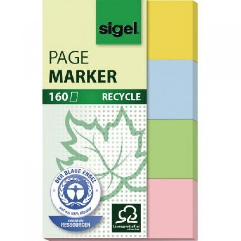 Sigel Haftmarker Recycle HN604 20x50mm farbig sortiert 4 St./Pack. Sigel Haftmarker Recycle HN604 20x50mm farbig sortiert 4 St./Pack.