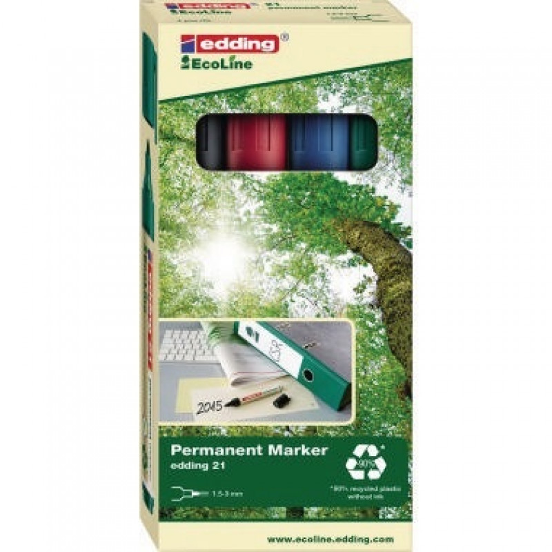 edding Permanentmarker 21 EcoLine 4-21-4 1,5-3 mm 4 St./Pack. edding Permanentmarker 21 EcoLine 4-21-4 1,5-3 mm 4 St./Pack.