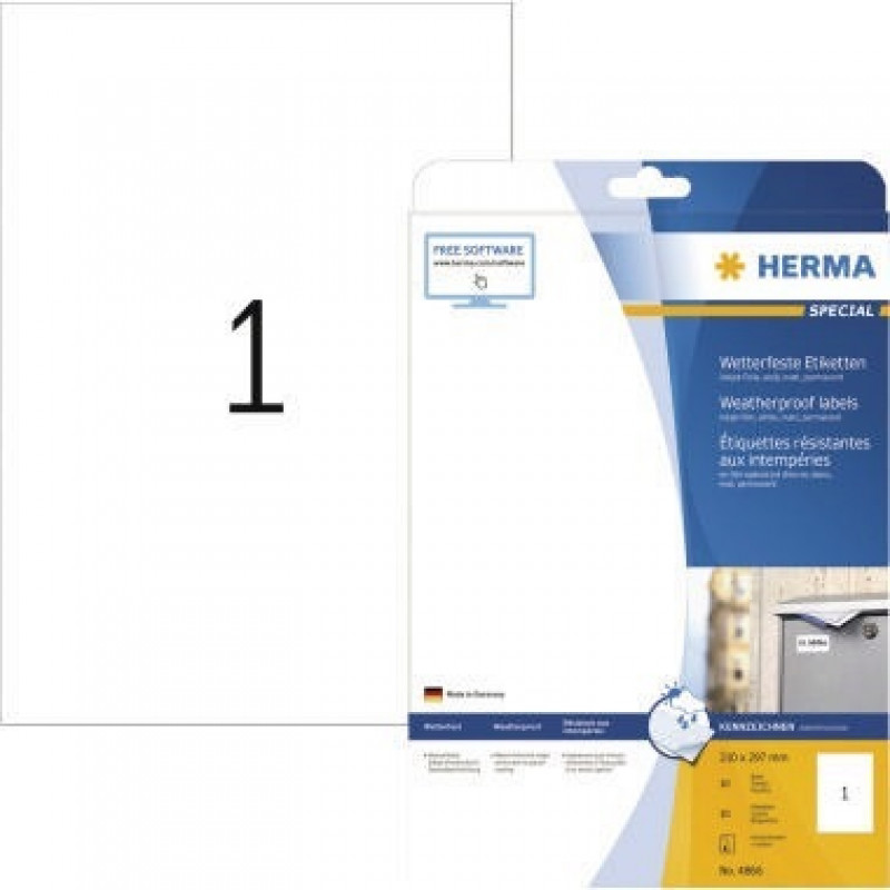 HERMA Etikett PREMIUM 5065 210x297mm weiß 25 St./Pack. HERMA Etikett PREMIUM 5065 210x297mm weiß 25 St./Pack.