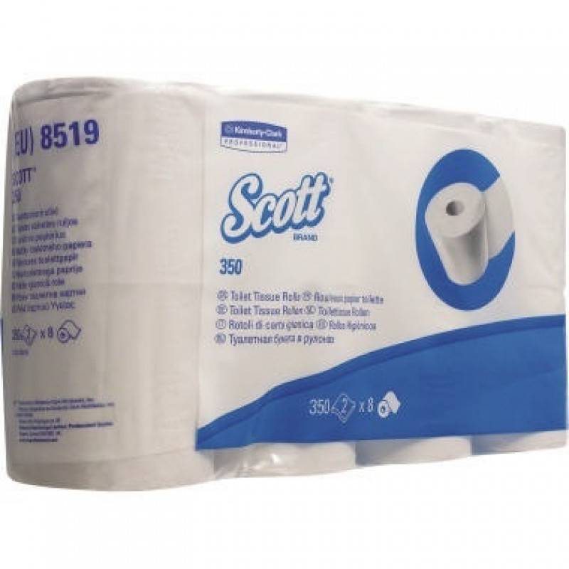 SCOTT Toilettenpapier 8519 Tissue 2-lagig 8 Rollen à 350Bl.hochweiß SCOTT Toilettenpapier 8519 Tissue 2-lagig 8 Rollen à 350Bl.hochweiß