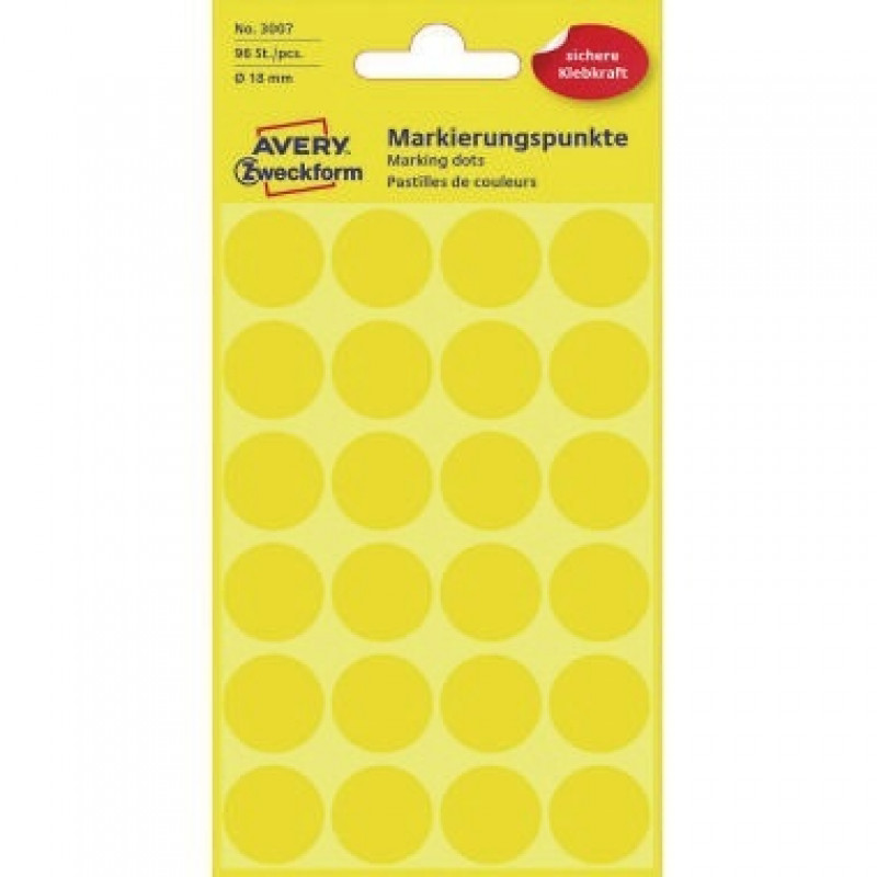 Avery Zweckform Markierungspunkt 3007 18mm gelb 96 St./Pack. Avery Zweckform Markierungspunkt 3007 18mm gelb 96 St./Pack.