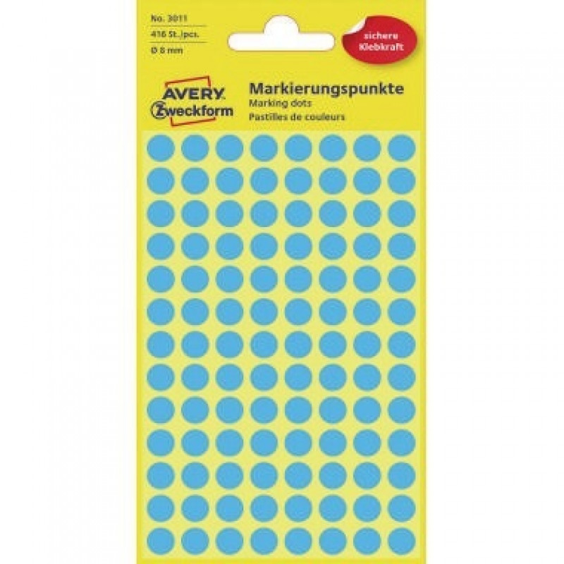 Avery Zweckform Markierungspunkt 3011 8mm blau 416 St./Pack. Avery Zweckform Markierungspunkt 3011 8mm blau 416 St./Pack.
