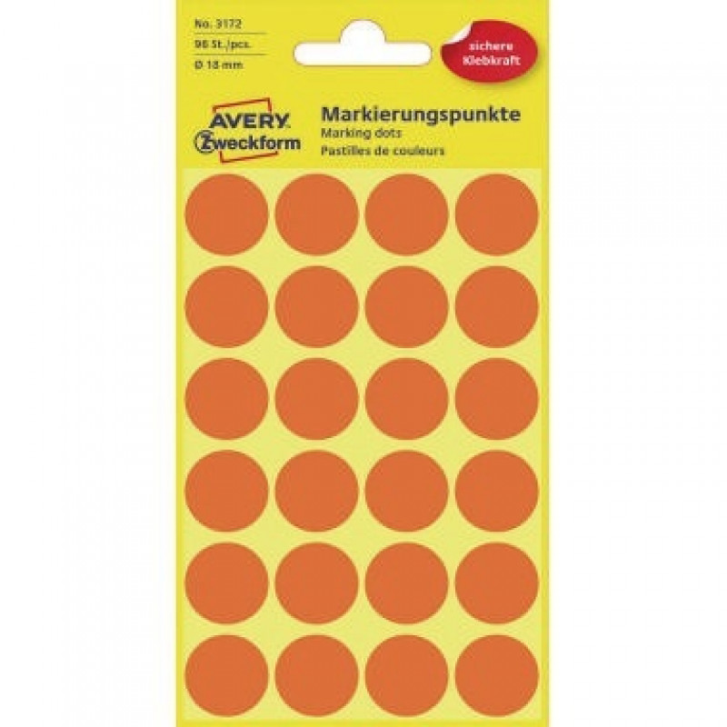 Avery Zweckform Markierungspunkt 3172 18mm leuchtrot 96 St./Pack. Avery Zweckform Markierungspunkt 3172 18mm leuchtrot 96 St./Pack.