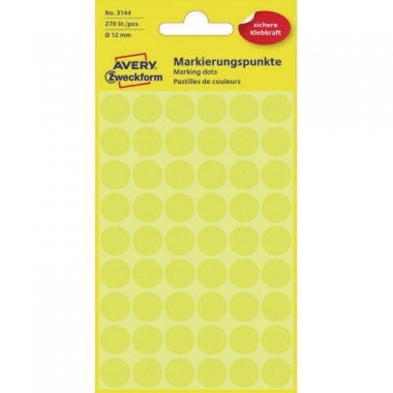 Avery Zweckform Markierungspunkt 3144 12mm gelb 270 St./Pack. Avery Zweckform Markierungspunkt 3144 12mm gelb 270 St./Pack.