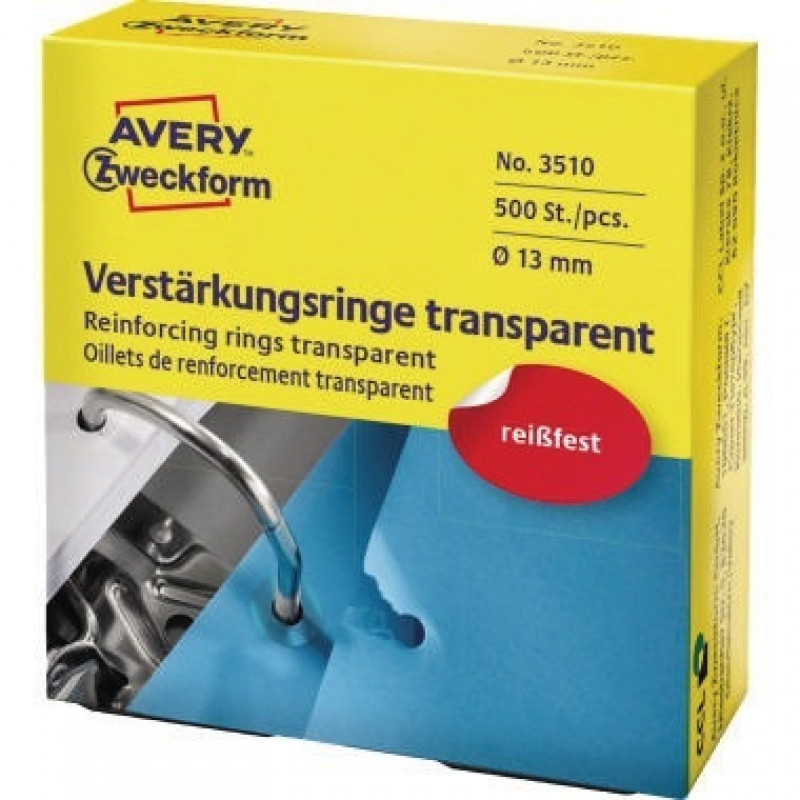 Avery Zweckform Lochverstärkungs- ring 3510 transparent 500 St./Pack. Avery Zweckform Lochverstärkungs- ring 3510 transparent 500 St./Pack.