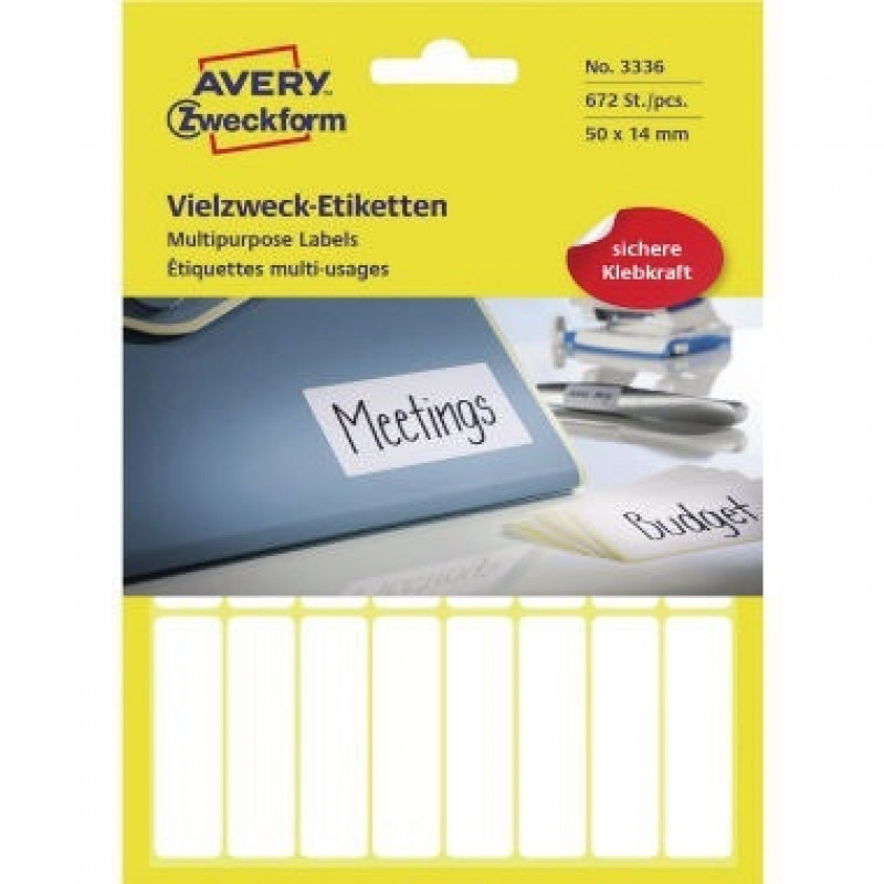 Avery Zweckform Vielzwecketikett 3336 50x14mm weiß 672 St./Pack. Avery Zweckform Vielzwecketikett 3336 50x14mm weiß 672 St./Pack.