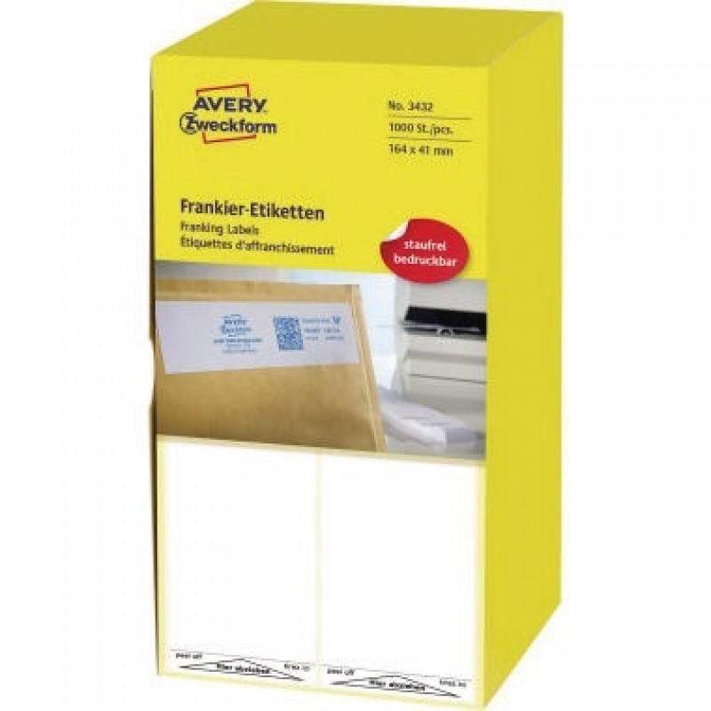 Avery Zweckform Frankieretikett 3432 Einzel 168x44mm 1000 St./Pack. Avery Zweckform Frankieretikett 3432 Einzel 168x44mm 1000 St./Pack.
