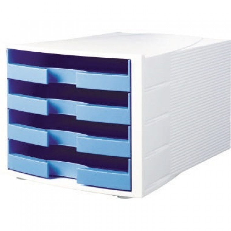 HAN Schubladenbox IMPULS 1011-X-54 DIN A4/C4 4Schübe offen ws/h.bl