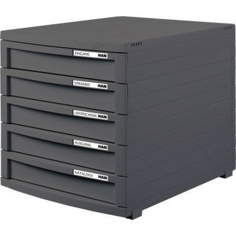 HAN Schubladenbox CONTUR 1505-191 DIN A4/B4/C4 5Schübe geschl dgr/dgr HAN Schubladenbox CONTUR 1505-191 DIN A4/B4/C4 5Schübe geschl dgr/dgr