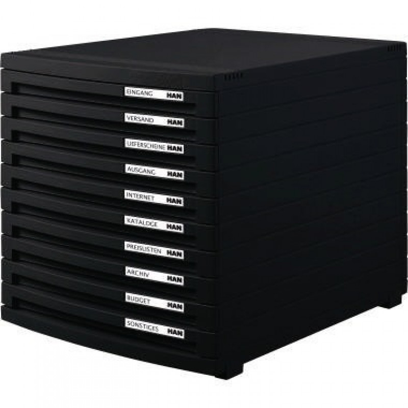 HAN Schubladenbox CONTUR 1510-13 A4/B4/C4 10Schübe geschl. sw/sw HAN Schubladenbox CONTUR 1510-13 A4/B4/C4 10Schübe geschl. sw/sw