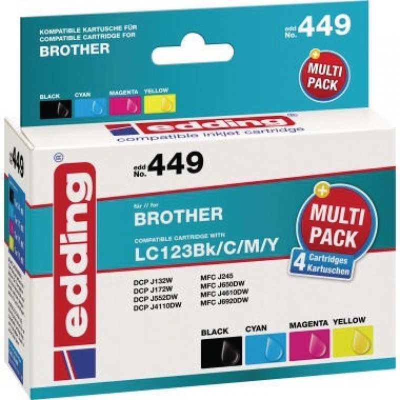 edding Tintenpatrone 18-449 wie Brother LC123 sw/c/m/y 4 St./Pack. edding Tintenpatrone 18-449 wie Brother LC123 sw/c/m/y 4 St./Pack.