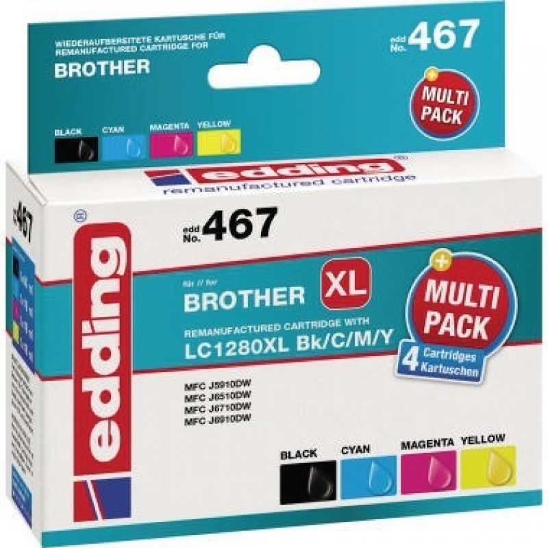 edding Tintenpatrone 18-467 wie LC1280XL sw/c/m/y 4 St./Pack. edding Tintenpatrone 18-467 wie LC1280XL sw/c/m/y 4 St./Pack.