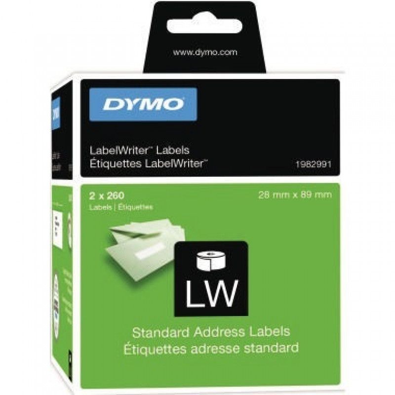 DYMO Adressetikett 1982991 28x89mm ws 2x260 St./Pack. DYMO Adressetikett 1982991 28x89mm ws 2x260 St./Pack.